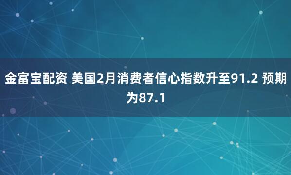 金富宝配资 美国2月消费者信心指数升至91.2 预期为87.1